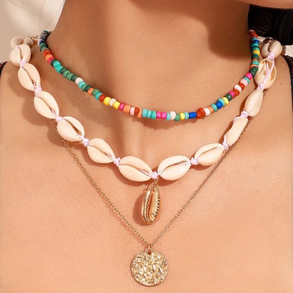 🔸3 Pcs. Beads + Cowrie Shell Necklace Set🔸